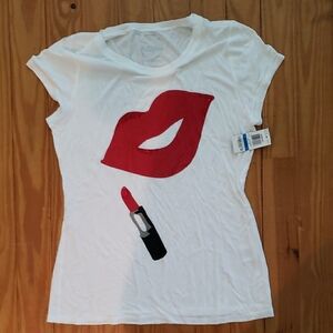 INC International Concepts Red and White Fitted Cap Sleeve Tee